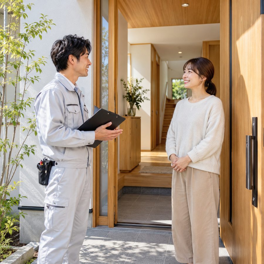 工事後の住まいを点検する様子